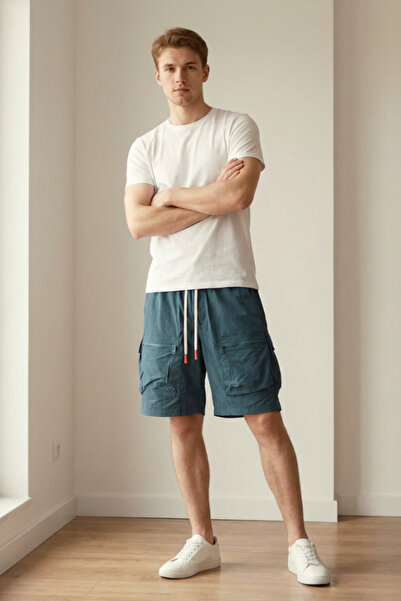 OEM Pantaloni scurți casual pentru bărbați, cu șnur și buzunare, 25916