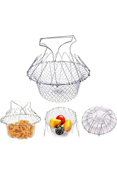 Yelajoy 304 Stainless Steel Foldable Deep Frying Basket, Multi-Function Kitch...
