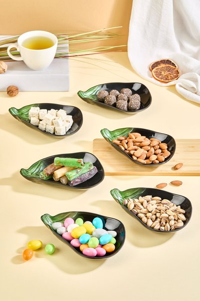 Lora Bianca Mora Set of 6 Eggplant Shaped Glass Mini Snack/Appetizer Bowls