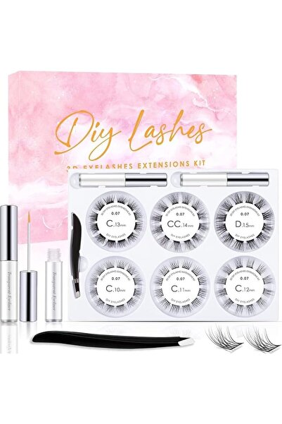 X SPRING طقم تمديد الرموش DIY، 72 مجموعة من الرموش الطبيعية الناعمة بتجعيد C ...