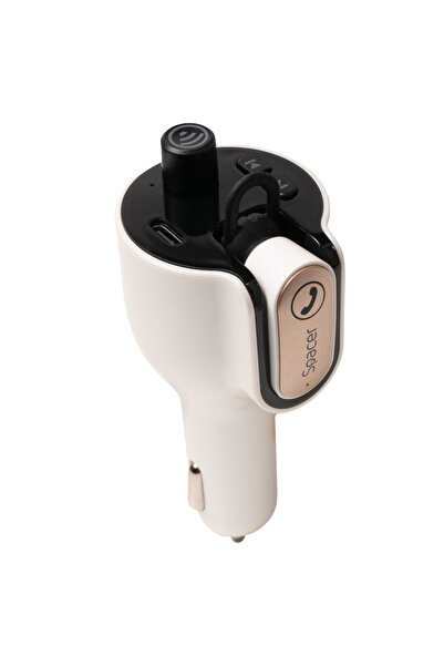 Spacer MODULATOR AUTO FM cu cască Bluetooth 5.0, 1xUSB QC3.0 + Type-C; 1xUSB ...