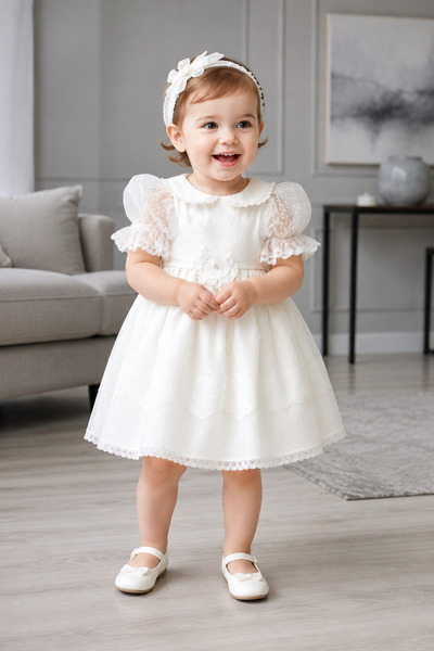 Babyhola Lace Detail Special Design Baby Girl Children's Evening Dress Hair B...