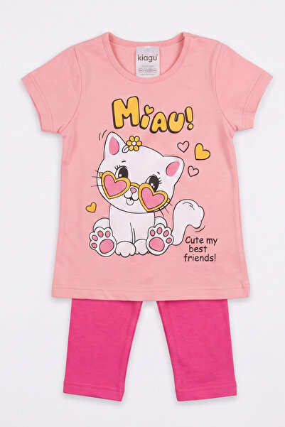 KİAGU Girl/Boy 2-6 Years Old Short Sleeve Capri Set 2-Piece Cotton Summer Bot...