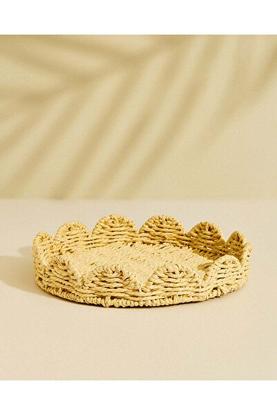 REDTAG Beige Textured Scallop Decorative Tray