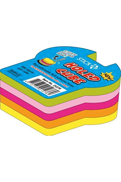 Hopax Stick Notes Cub Color - Cheie, 76 X 76 Mm, - 5 Culori Fluorescente, Rosu