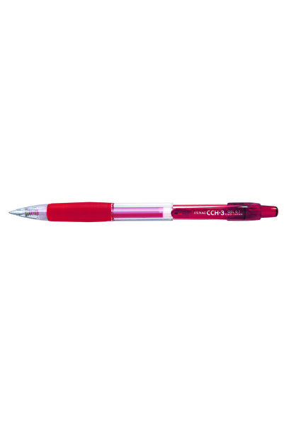 PENAC Pix Cu Gel Cch-3, Rubber Grip, 0.7Mm, Corp Transparent, Accesorii Rosii...