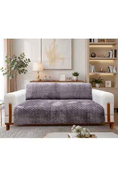 AnlamHome Premium Kabartmalı Koltuk Örtüsü – Kaymaz Taban Yumuşak Peluş Dokul...
