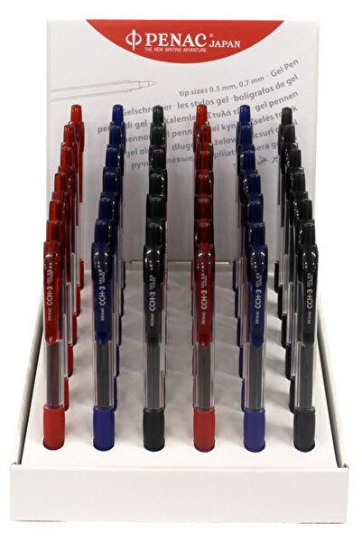 PENAC Display Pixuri Cu Gel Cch-3, Rubber Grip, 0.5Mm, 36 Buc/Display - Culor...