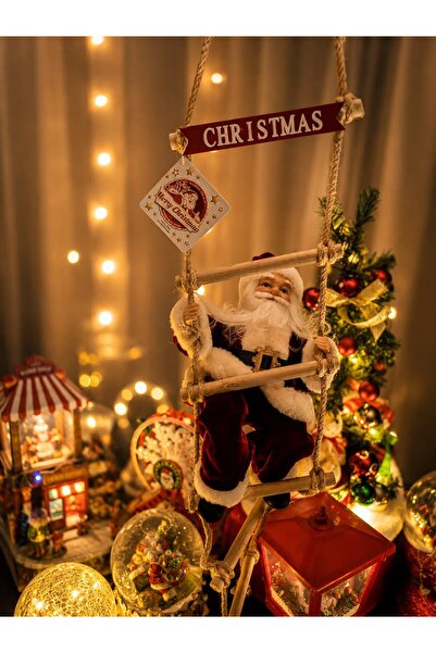 Genel Markalar Noel temalı dekoratif asma figür - Merdivende duran Noel Baba,...