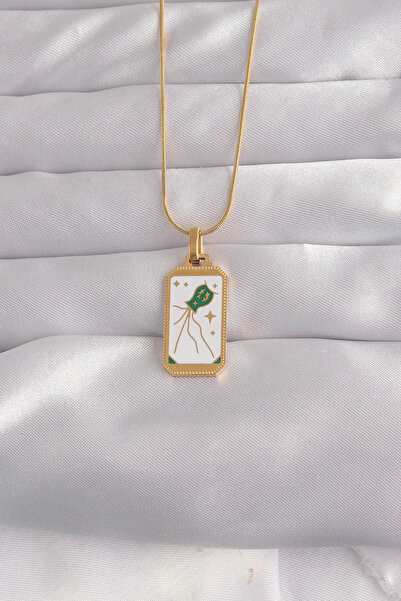 SORA GROUP 316L Steel Gold Color White Enamel Tarot Pendant