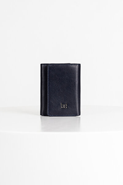 BAYDERİ Ceska Leather Wallet Navy Blue