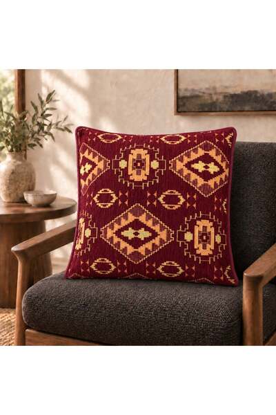 Bk Gift وسادة أريكة مصنوعة يدويًا من الكليم التركي الأصيل مقاس 43x45 سم -7 وس...