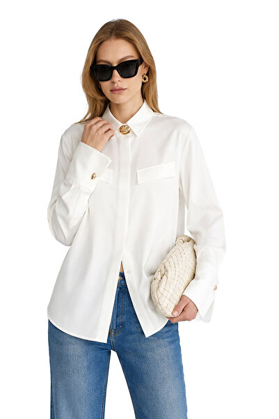 Manche Accessory Detailed Poplin Shirt |   Mks1611120-1 - White
