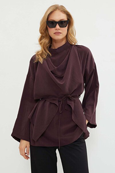 Fulla Moda Fullamodest Shawl Detailed Waist-Tie Tunic