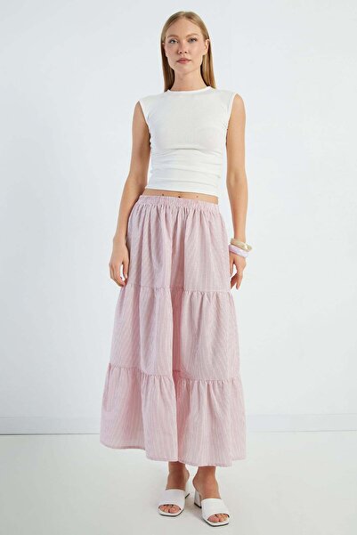 Fulla Moda Striped Layered Maxi Skirt