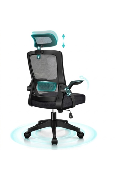 OEM Scaun de Birou Ergonomic Rotativ din Plasă cu Cotiere Negru