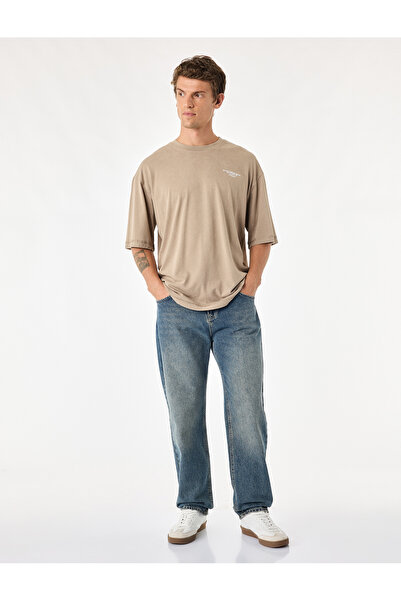 Koton Washable Cotton Crew Neck Short Sleeve Printed Oversize T-Shirt