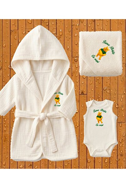 HUGBEBE Set pentrtu Prima baita cu Nasii, 3 piese, body, prosop, halat, crem,...