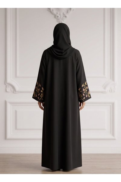 Nukhbaa Golden Flora Embroidered Abaya | Nida Fabtic