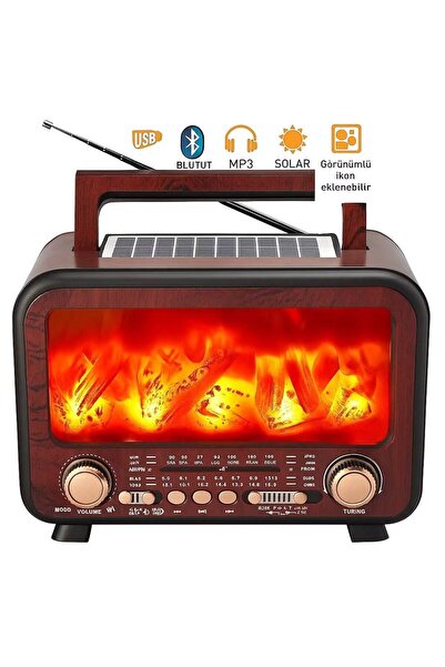 sadan Şömine Görünümlü Ahşap Nostalji Bluetooth Usb Sd Mp3 Radyo Müzik Kutusu