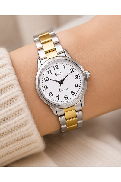 Q&Q Women's Wristwatch Silver-Gold Color Casual and Stylish Combination Japan...
