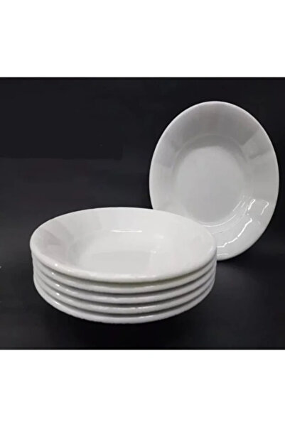 poliva home 6 Pieces White Corrugated Melamine Deep Dinner Plate 18X3.5 cm Pi...