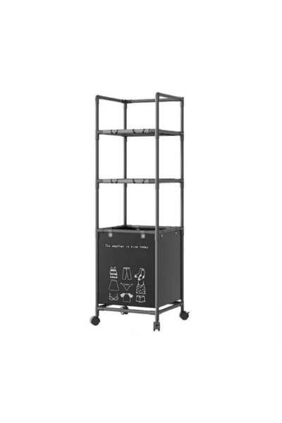 Generic Bathroom Storage Shelf with Dirty Clothes Basket, Stainless Steel 3-L...