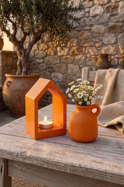 Binbirdemet 2'li Tealight Mumluk ve Kulplu Mini Vazo Seti | El Yapımı Dekorat...