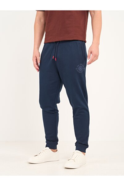 Lee Cooper - Pantaloni lungi barbat sport de culoare uniforma cu detalii logo