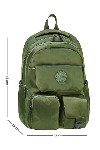 mikeonscosmetics Khaki Unisex Backpack – Multi-Compartment, Zippered, Multi-P...