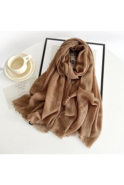 STARSTAR Women's cotton-linen scarf off-white 185x90cm tassel vintage.