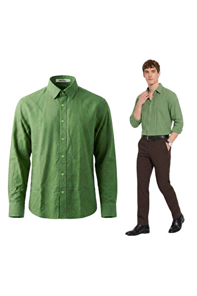 OtherMax Cămașă Bărbați Bumbac Casual Verde Mărimi M