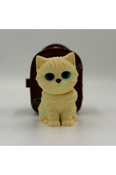 printecs.co Brown Cat Bag Keychain, Detachable Tabby Cat Figure, Gift Accessory
