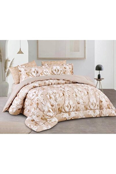 Alhabib bedding مفرش صيفي مزدوج بيج غامق مشجر يناسب سربر مقاس 200x200سم عدد ا...