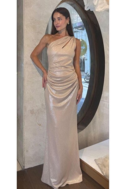 SpringStore Gold Tek Omuz Abiye