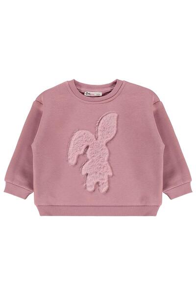 Civil Girls Rabbit Embroidered Sweatshirt for 2-5 Years - Pink