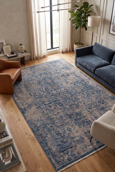 Hoomrugs Hoom Rugs Otantik 2610 Mavi Vintage Desenli Salon Halısı