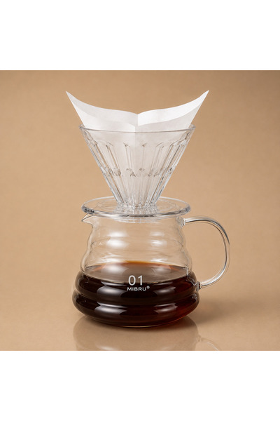 MIBRU V60 Pour Over Coffee Maker Set Size 00, Glass Coffee Dripper & 360ml Se...
