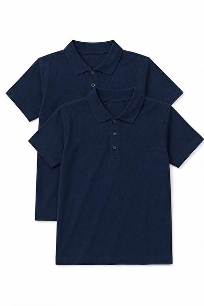 Perendi Unisex Children's 2-Piece Polo Collar Short Sleeve School T-Shirt
