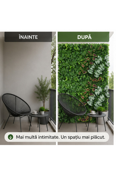 OEM Panou verde decorativ 60x40cm cu plante artificiale - set 4 bucati