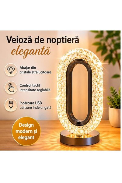 OEM Veioza Cristal Diamond LED cu 3 Moduri, Acumulator USB