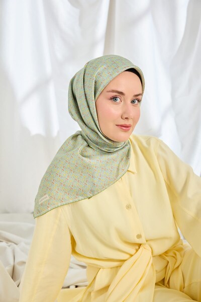 Silk Home Twill Silk Scarf Mini Bouquet Mint Green