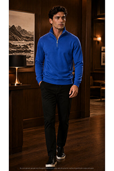 caddekombin Men's Smart Casual Half-Zip Stand Collar Cotton Casual Stylish Sw...