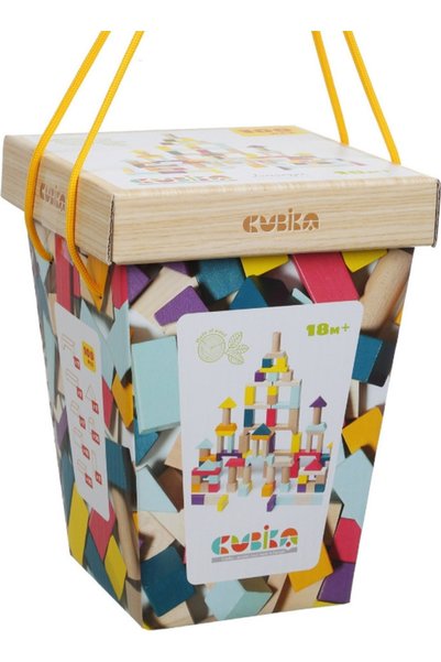 CUBIKA Ξύλινα Τουβλάκια Χρώματα - Σχήματα - Μεγέθη για 1,5+ Ετών 50 τεμάχια