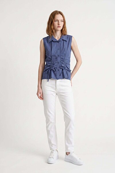 HAKKE Women's Sleeveless Shirt with Drawstring Detail