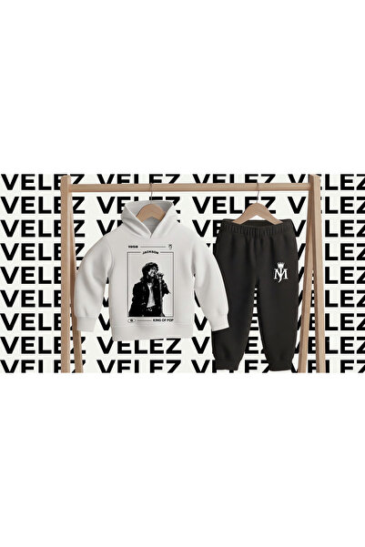 STİL-X Michael Jackson Printed 3 Thread Yarn Hooded Children's Tracksuit Set