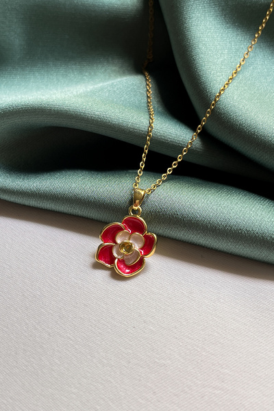 Berilya Aksesuar Enamel Flower Figured Necklace