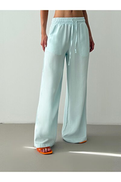 Moda Days Pantaloni Palazzo BEBE BLUE pentru femei, cu talie elastică, cu șir...