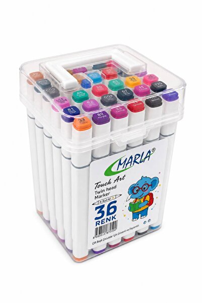 BuradaBuldun 36 Renk Çift Uçlu Marker Kalem Seti Touch Art Boyama ve Çizim Kalemi Kutulu