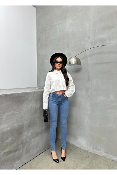 Clothes Fast Women's Light Blue High Waist Narrow Leg Light Blue Denim Skinny...